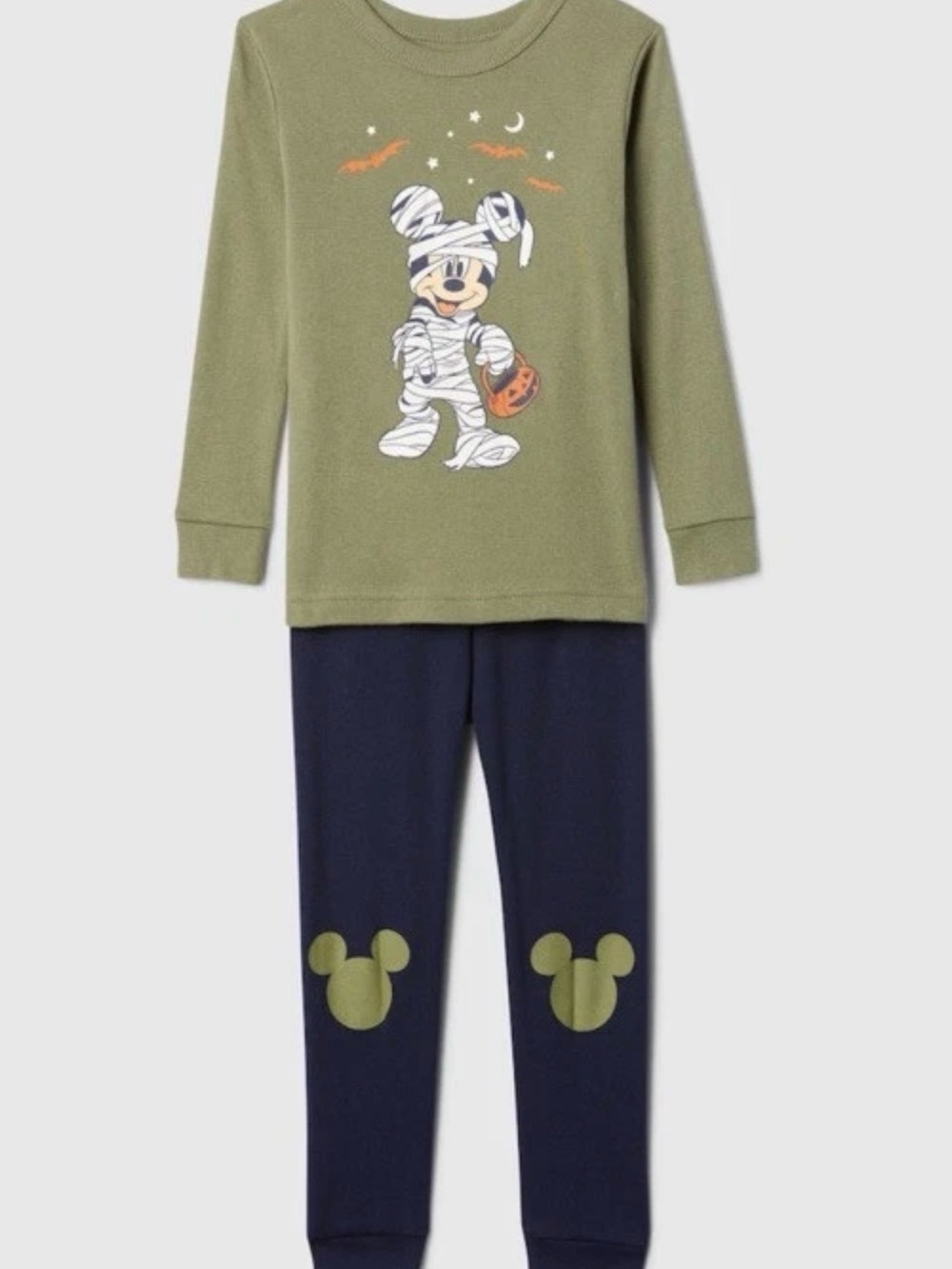 GAP Olive Green & Navy Mickey Mummy Kids Pajama Set